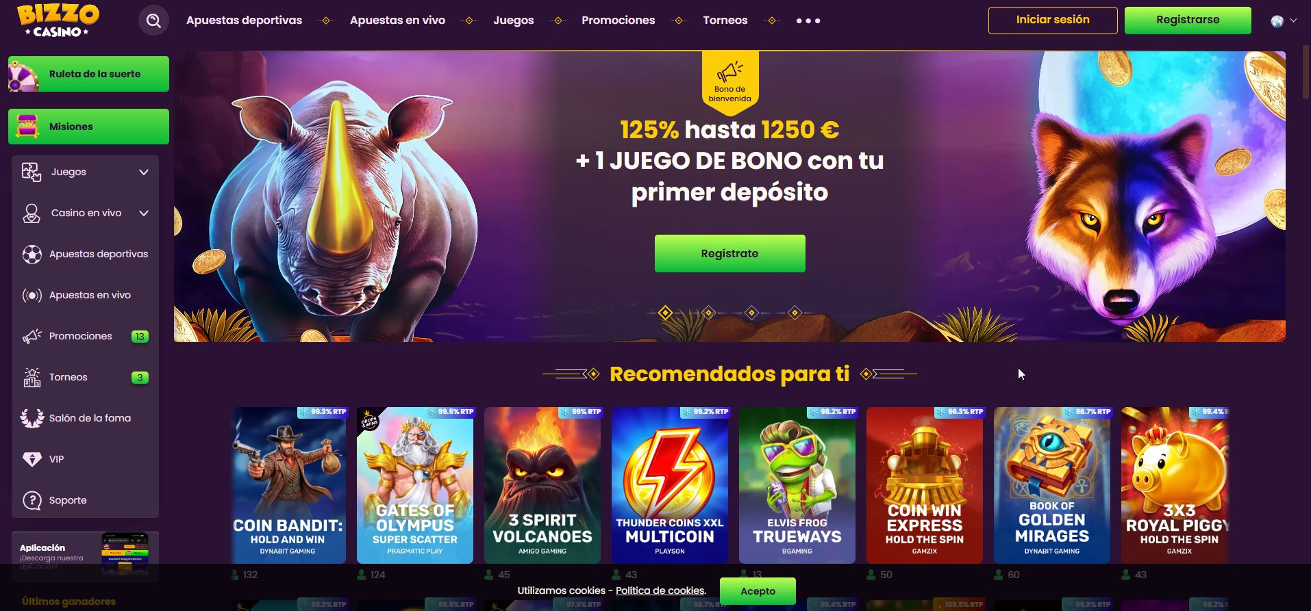 Bizzo Casino ofrece un bono del 125% en tu primer depósito y una variedad de valiosos regalos