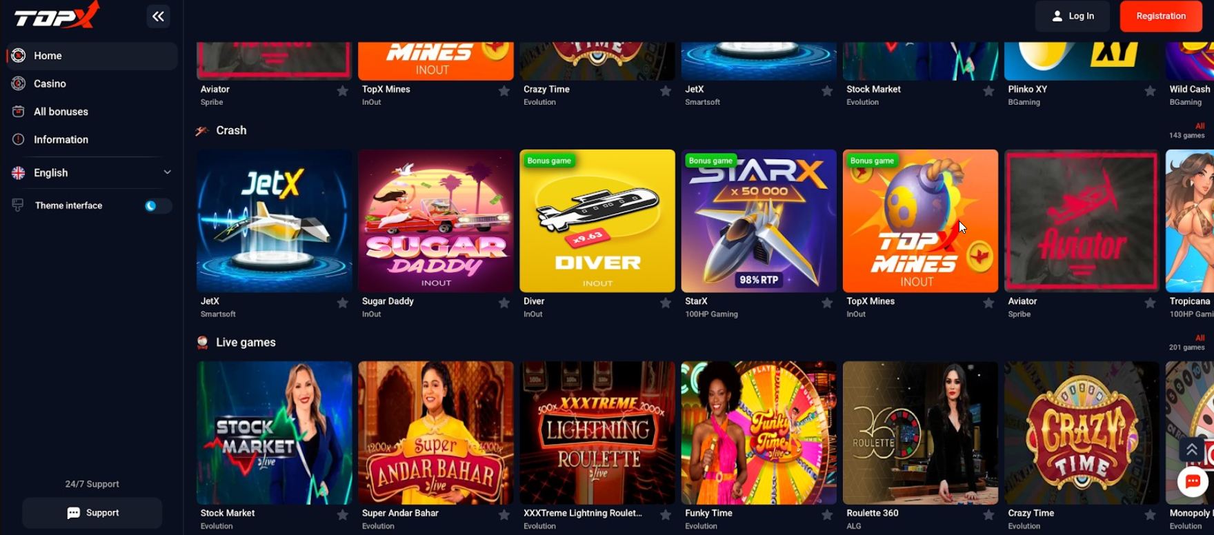 El casino TopX, con más de 5000 juegos, cuenta con licencia y tiene su propia sala de juegos en vivo